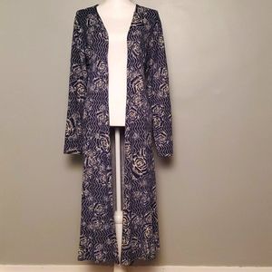 LuLaRoe Navy Blue Rose Pattern Sarah Cardigan